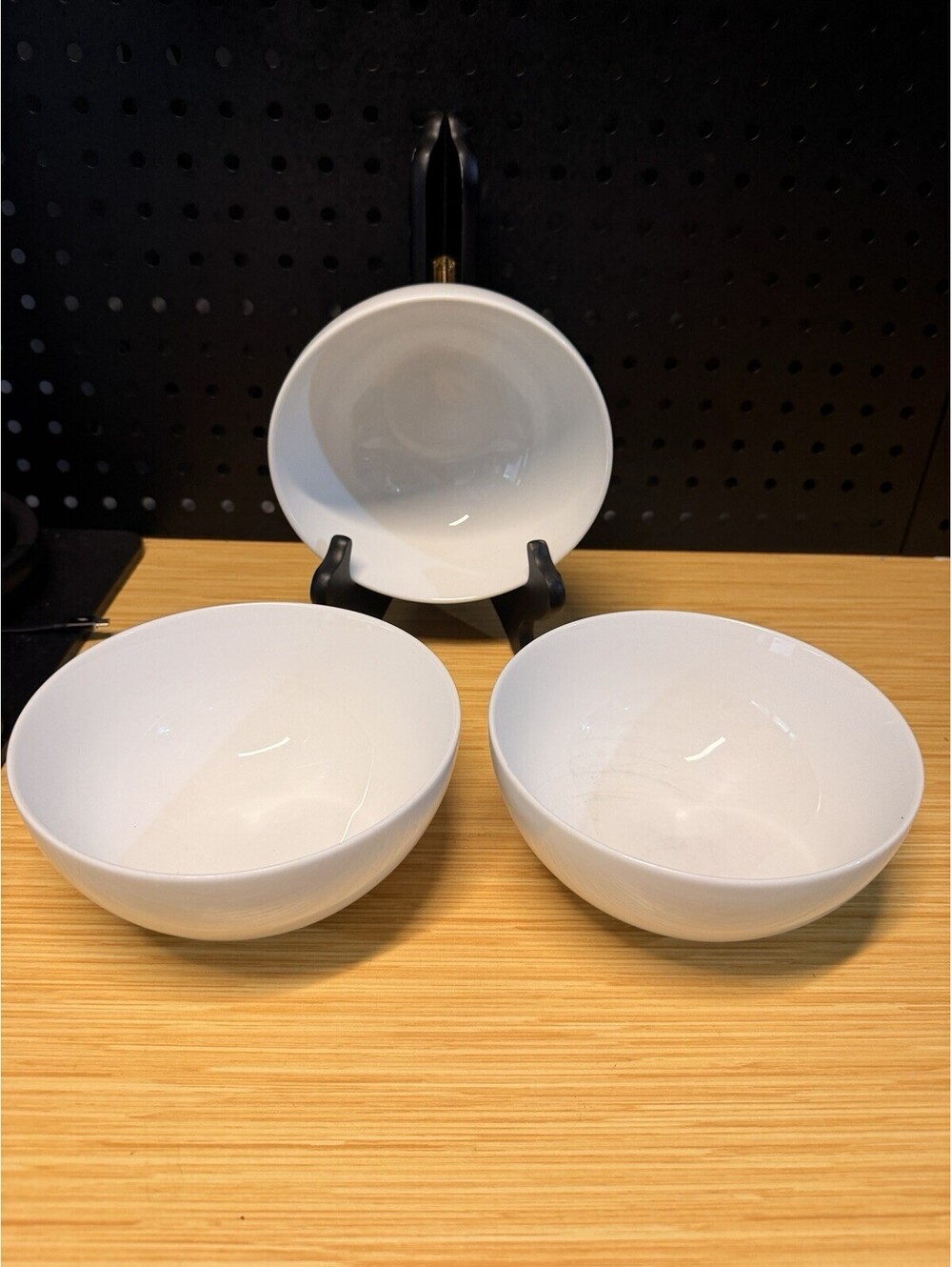 3 Crate & Barrel White 6 7/8"  Soup Pasta Cereal Porcelain Bowls Indonesia